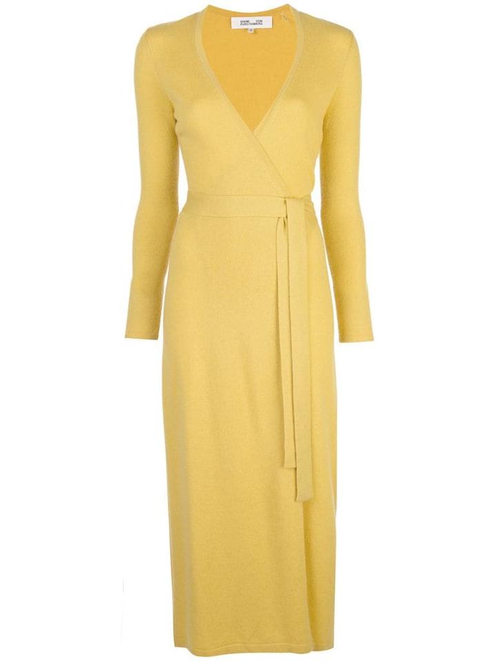 Diane Von Furstenberg Fine Knit Wrap Dress - Yellow