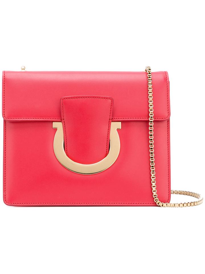 Salvatore Ferragamo Gancio Cross-body Bag, Women's, Red, Calf Leather