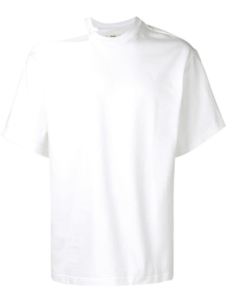 Zilver T-shirt With Shoulder Slash - White