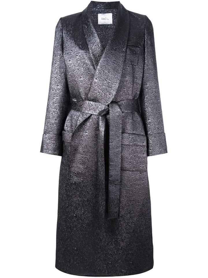 Racil Velvet Lapel Long Coat, Women's, Size: 38, Grey, Polyethylene/viscose/acrylic/metal