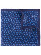Canali Floral Pattern Pocket Square, Blue, Silk