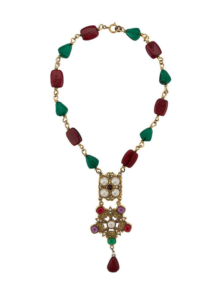 Yves Saint Laurent Vintage 1980's Stones Necklace - Gold