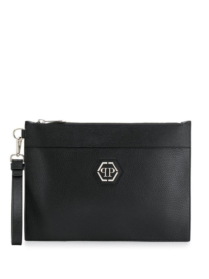 Philipp Plein Logo Plaque Clutch - Black
