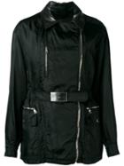 Prada Vintage Leather Collar Jacket, Women's, Size: 44, Black, Leather/nylon