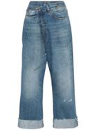 R13 Crossover Asymmetric High-rise Straight-leg Jeans - Blue