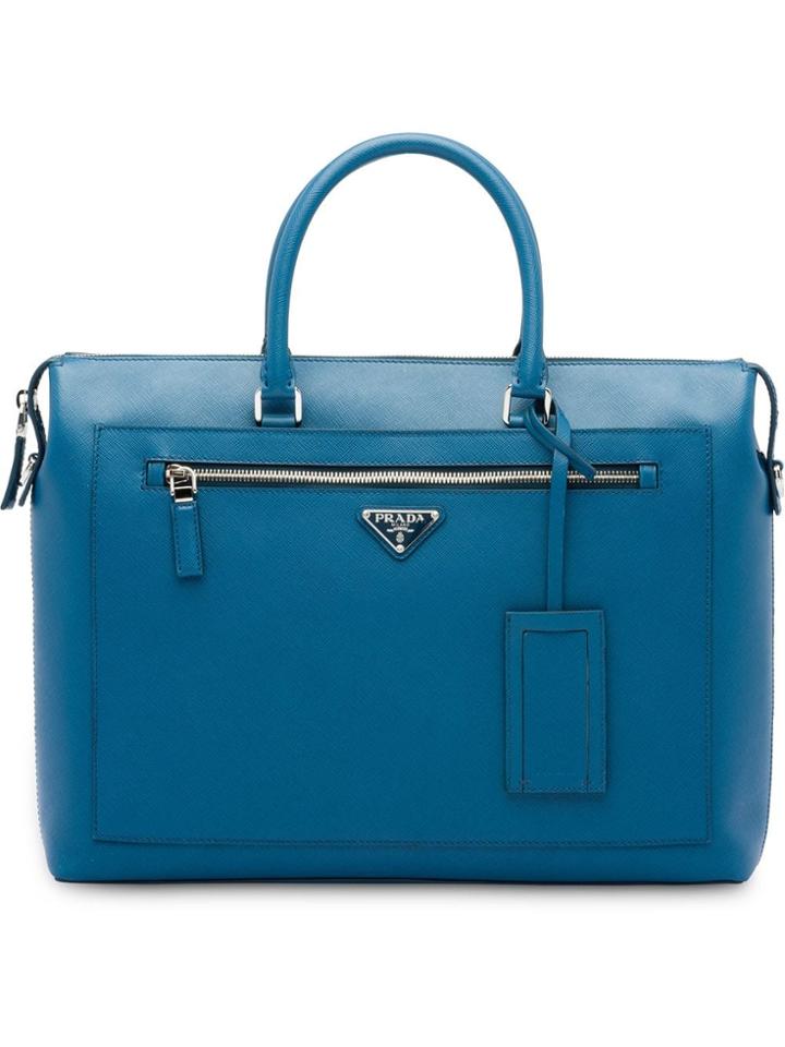 Prada Saffiano Leather Briefcase - F0285 Ocean Blue