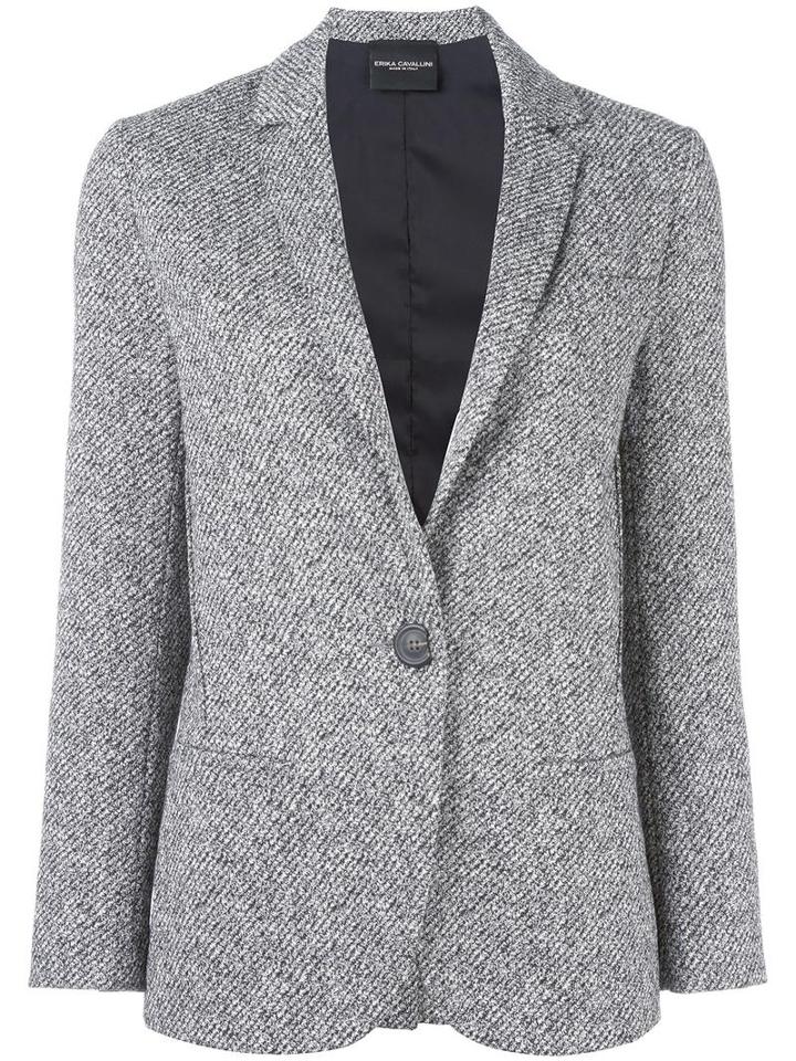 Erika Cavallini Houndstooth Pattern Blazer, Women's, Size: 42, Grey, Cotton/polyester/viscose/acetate
