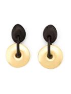 Monies Linked Discs Clip-on Earrings, Women's, Brown