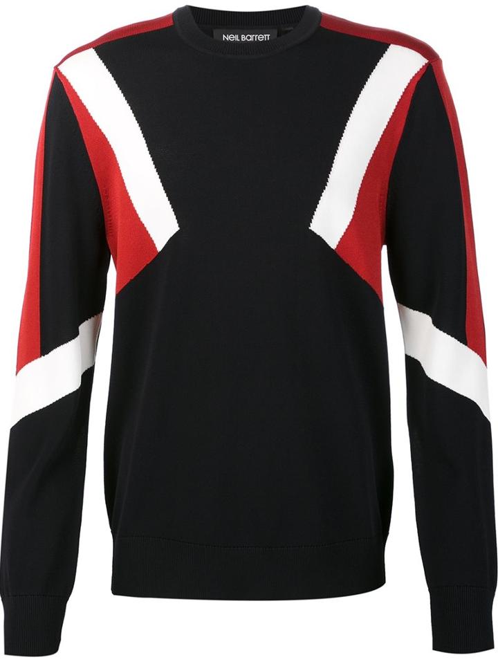 Neil Barrett Colour Block Sweatshirt, Men's, Size: Small, Black, Nylon/viscose