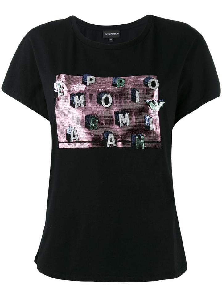 Emporio Armani Sequin Logo T-shirt - Black