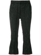 Hache Cropped Pinstripe Trousers - Black