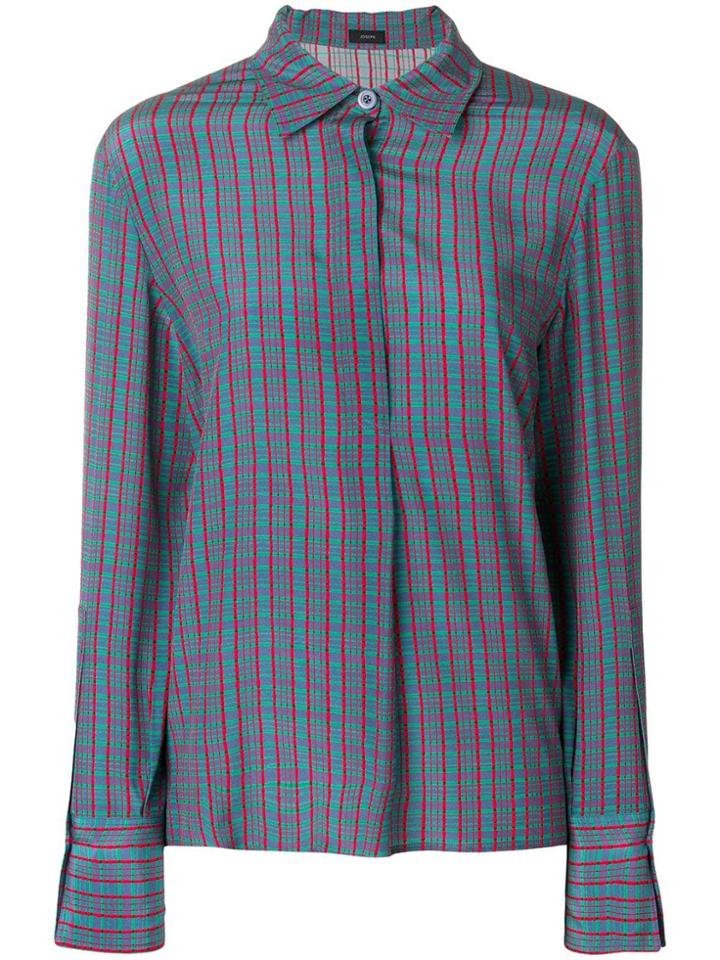 Joseph Cart Check Blouse - Blue