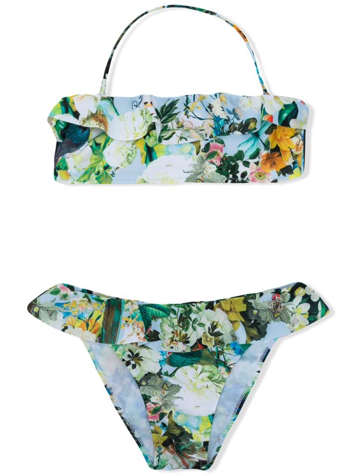 Roberto Cavalli Kids Floral Print Bikini Set - Multicolour