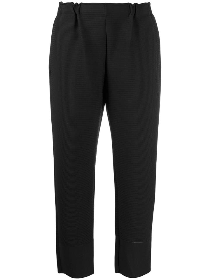 Issey Miyake Cropped Ribbed Trousers - Black