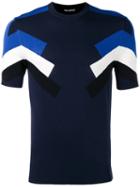 Neil Barrett Zig-zag Sleeve T-shirt, Men's, Size: Small, Blue, Nylon/viscose