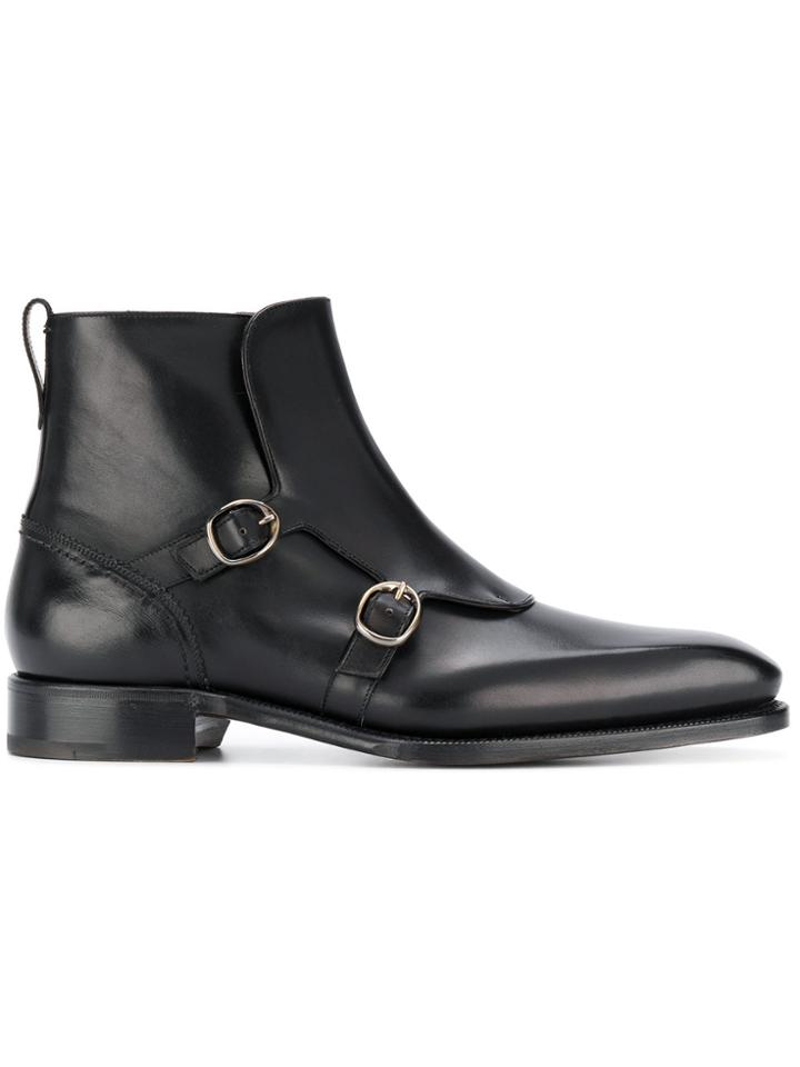 Ermenegildo Zegna Couture Monk Strap Ankle Boots - Black
