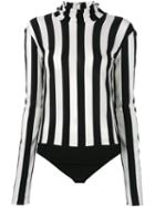 Nina Ricci - High Neck Striped Bodysuit - Women - Polyamide - 38, Black, Polyamide
