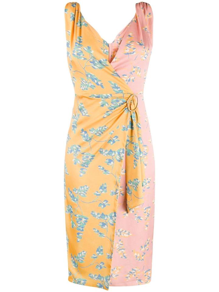 Three Floor Wrap Talk Dress - Yellow