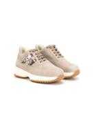 Hogan Kids Interactive Sneakers, Girl's, Size: 28, Nude/neutrals