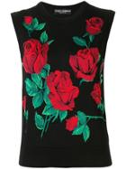Dolce & Gabbana Roses Intarsia Knitted Top - Black