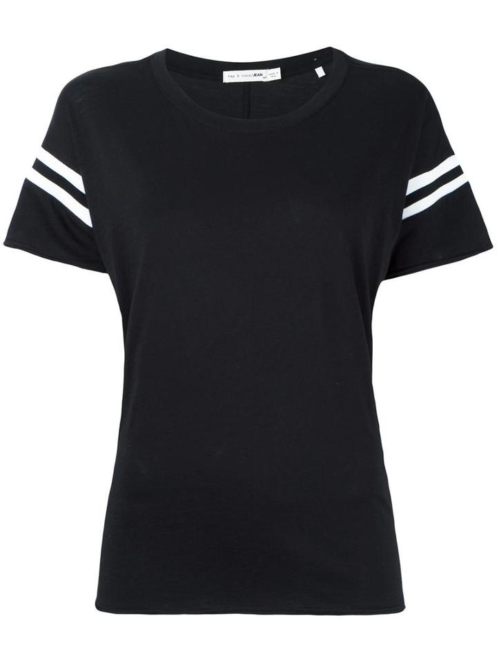 Rag & Bone Striped Sleeves T-shirt, Women's, Size: Medium, Black, Cotton