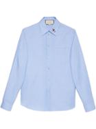 Gucci Oxford Shirt With Embroidered Collar - Blue