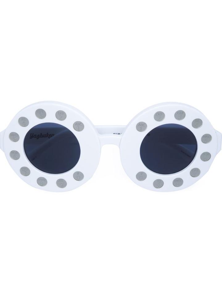 Linda Farrow Round Framed Sunglasses, Women's, White, Acetate