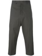 Rick Owens Drop-crotch Cropped Trousers, Size: 46, Grey, Cotton/rubber/cupro