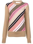 Victoria Beckham Diagonal Stripes Knit Sweater - Nude & Neutrals