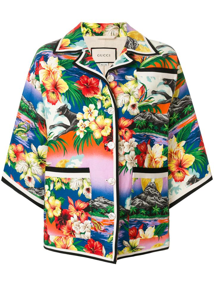 Gucci Pocket Detail Exotic Print Jacket - Multicolour