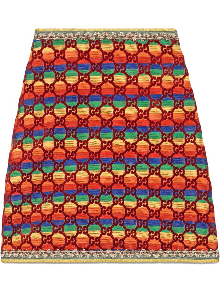 Gucci Gg Rainbow Velvet Skirt - Multicolour