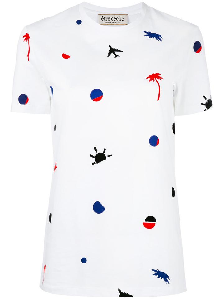 Être Cécile Holiday Print T-shirt, Women's, Size: Xs, White, Cotton
