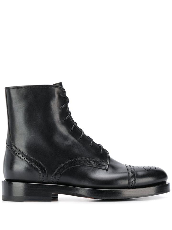 Santoni Combat Lace-up Boots - Black