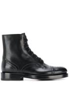 Santoni Combat Lace-up Boots - Black