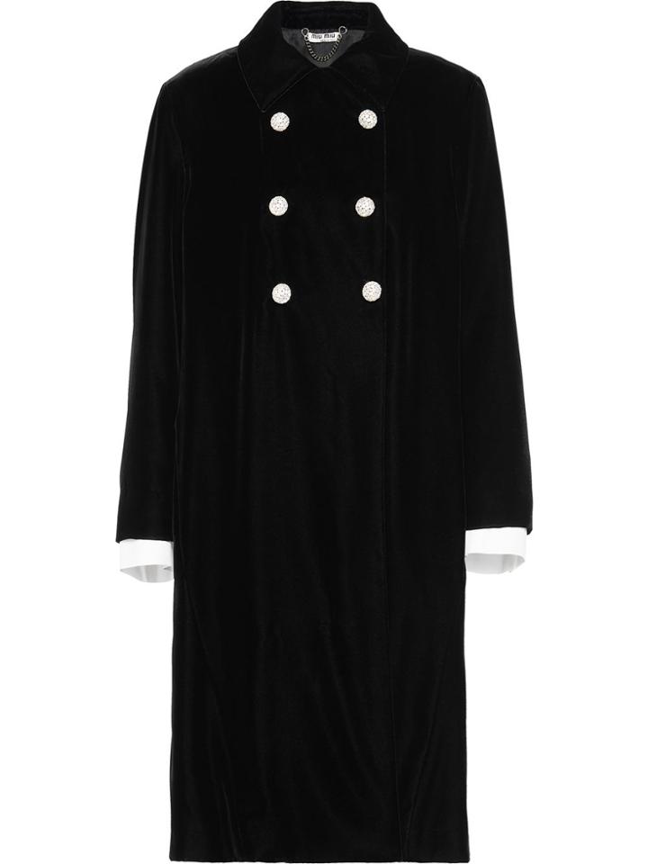 Miu Miu Straight-fit Double Breasted Coat - Black
