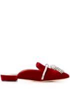 Giannico Louis Embellished Mules - Red