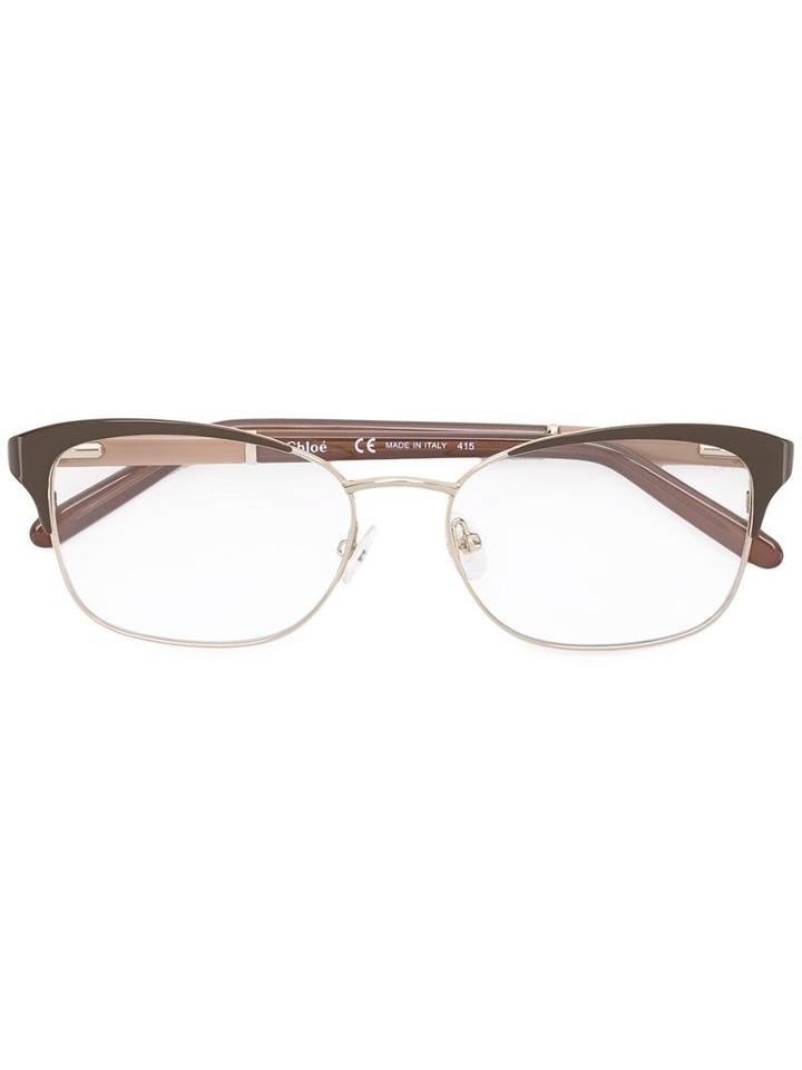 Chloé Rectangular Frame Glasses, Nude/neutrals, Acetate/metal