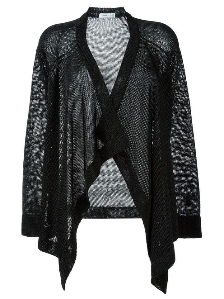 Vince Open Front Cardigan, Women's, Size: Medium, Black, Rayon/metallic Fibre