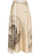 Marine Serre Printed Silk Midi Skirt - Neutrals