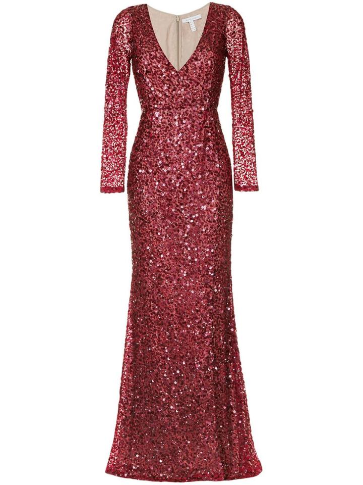 Rachel Gilbert Sequins Long Dress - Red