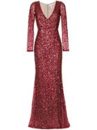Rachel Gilbert Sequins Long Dress - Red