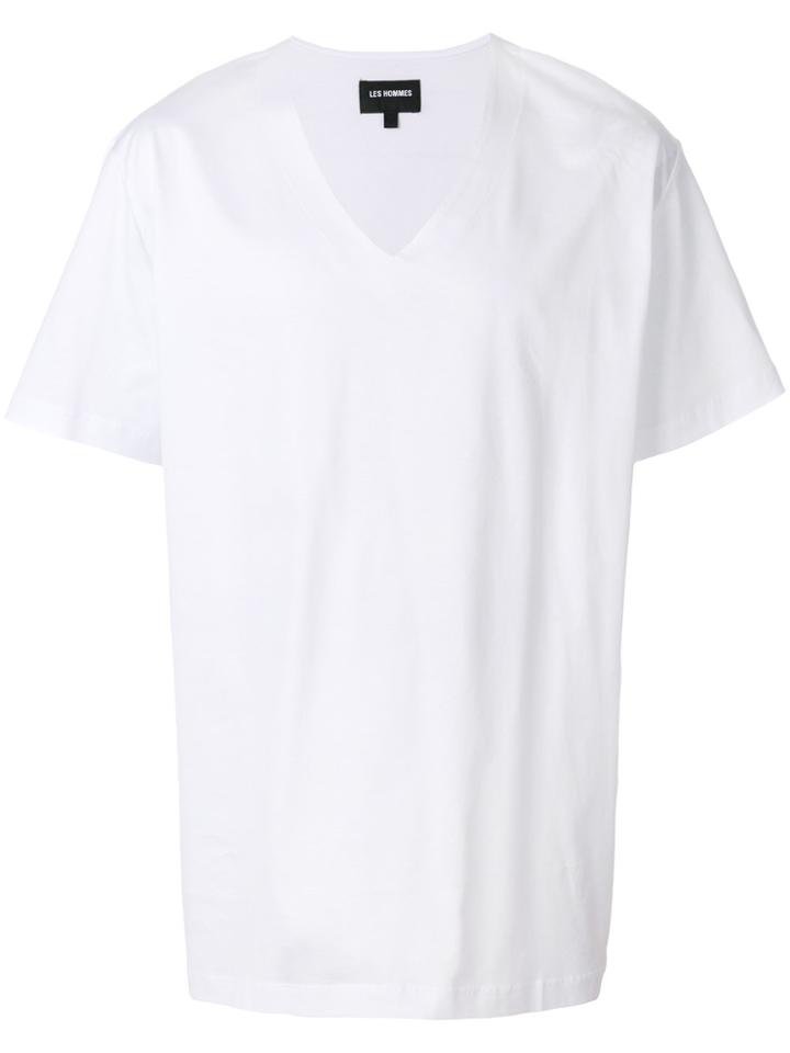 Les Hommes Oversized V-neck T-shirt - White