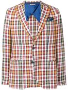 Manuel Ritz Plaid Blazer - White