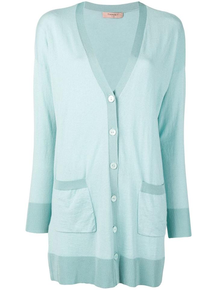 Twin-set Fine Knit Longline Cardigan - Green