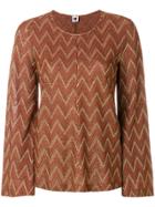 M Missoni Chervon Embroidered Top - Brown
