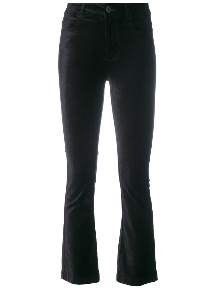 Paige Cropped Flared Velvet Trousers - Black