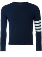 Thom Browne Short Crewneck Pullover With 4-bar Stripe In Navy Blue