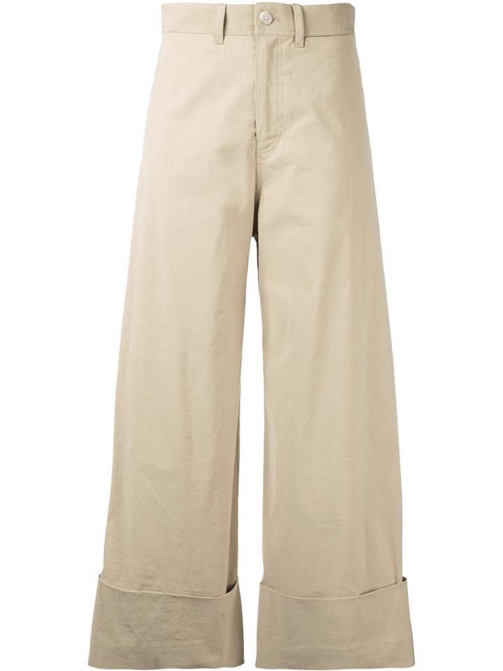 Sea Cropped Flared Trousers - Nude & Neutrals