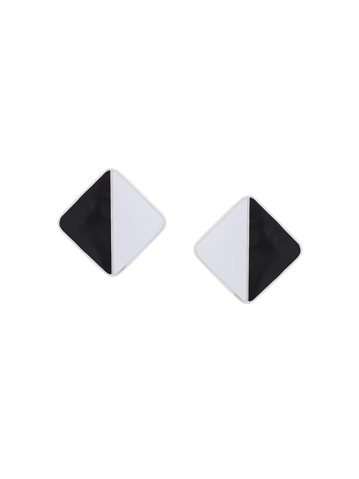 Silhouette Rhombus Shaped Earrings - Black