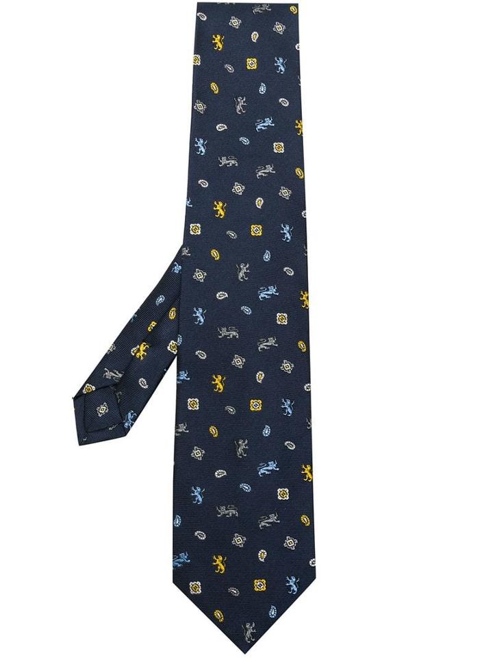 Etro Embroidered Silk Tie - Blue